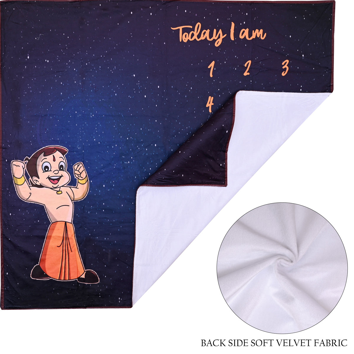 Chhota Bheem Adventure Baby Milestone Blanket with Ring & Milestone Cards [99 x 120]