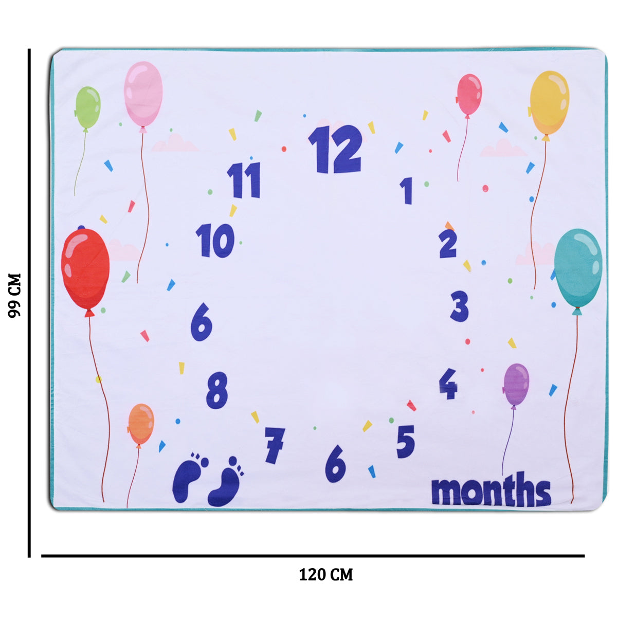 Colorful Balloons Printed Baby Milestone Blanket with Ring & Milestone Cards [99 X 120]