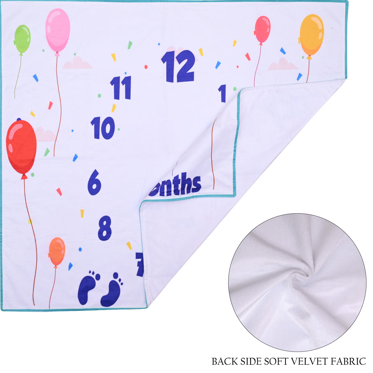 Colorful Balloons Printed Baby Milestone Blanket with Ring & Milestone Cards [99 X 120]