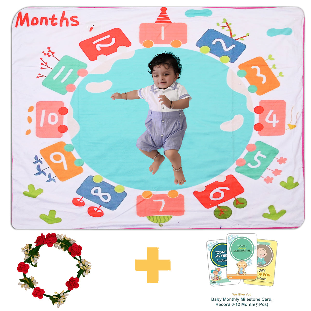 Counting Moments: Numbers Printed Baby Milestone Blanket with Ring & Milestone Cards [99 x 120]