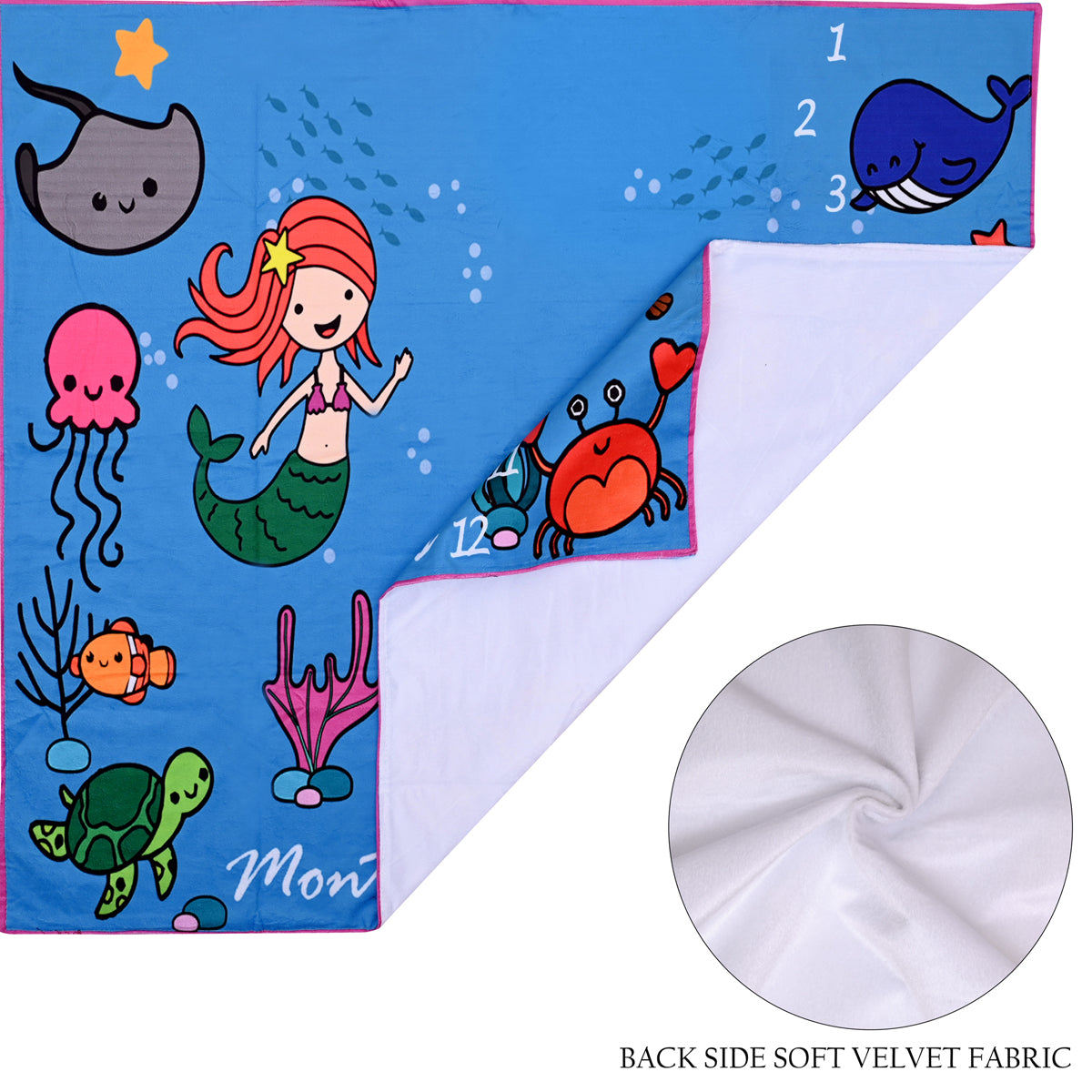 Deep Ocean Theme Baby Milestone Blanket with Ring & Milestone Cards [99 x 120]