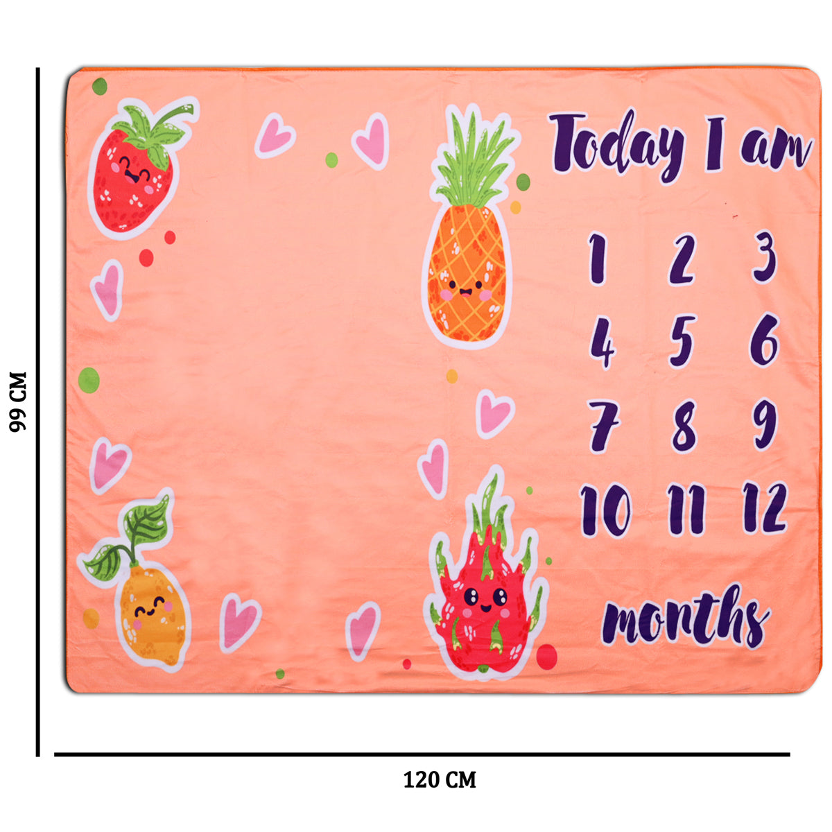 Fruity Fun Baby's Monthly Milestone Blanket with Ring & Milestone Cards [99 x 120]