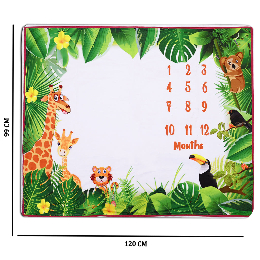 Jungle Safari Baby Milestone Blanket with Ring Cards 99 x 120 Babies Milestone