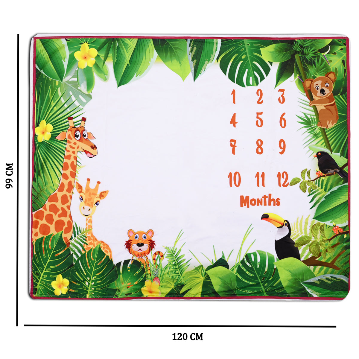 Jungle Safari Baby Milestone Blanket with Ring & Cards [99 x 120]