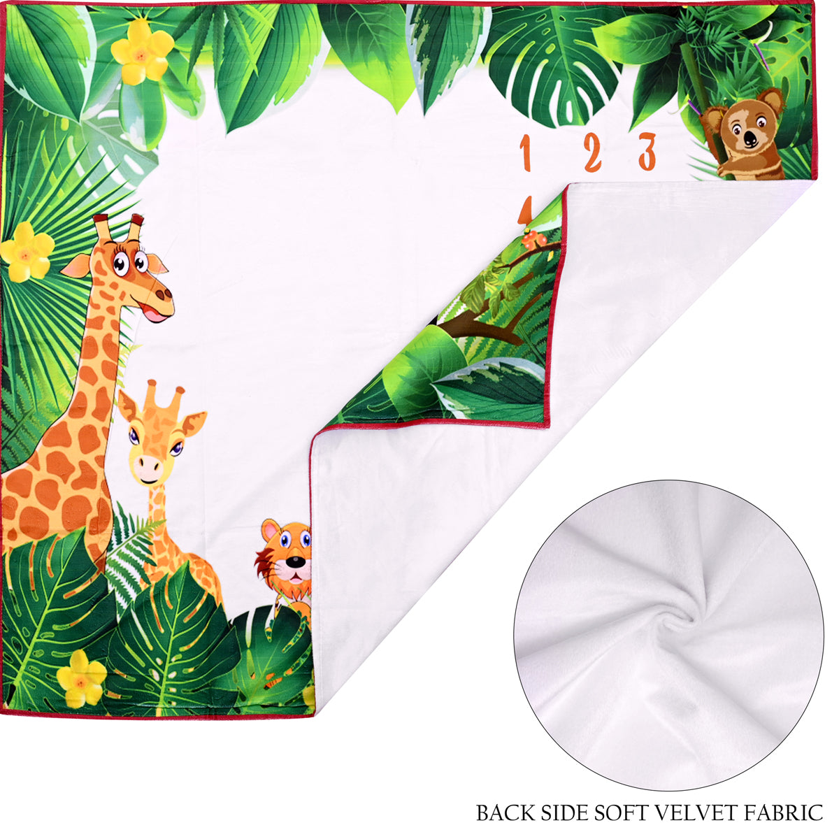 Jungle Safari Baby Milestone Blanket with Ring & Cards [99 x 120]