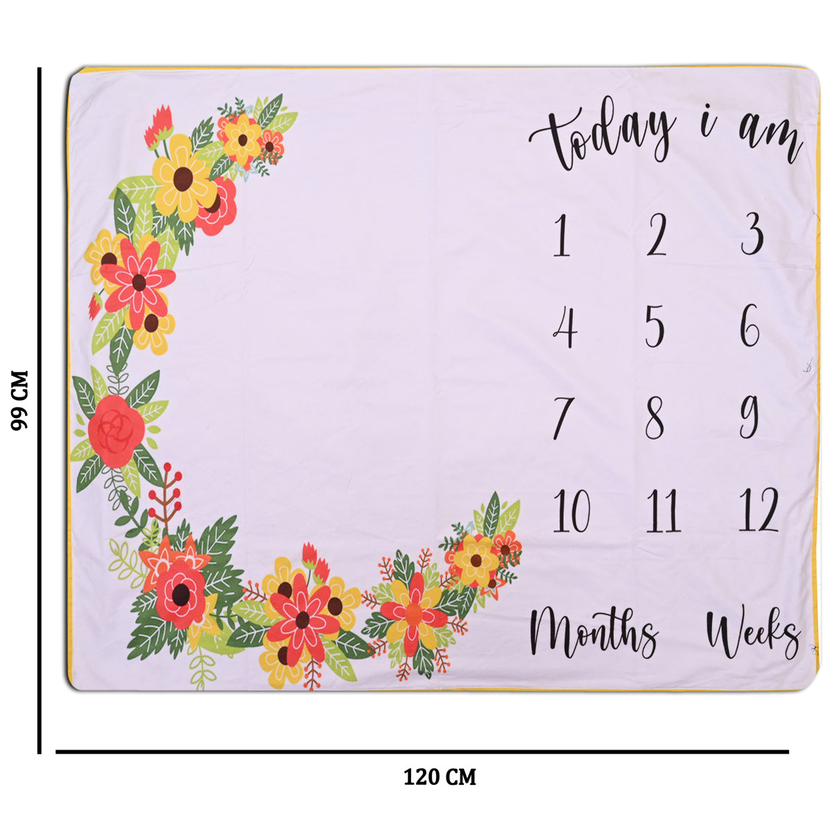 Leafy Floral Baby Milestone Blanket with Ring & Milestone Cards [99 x 120]