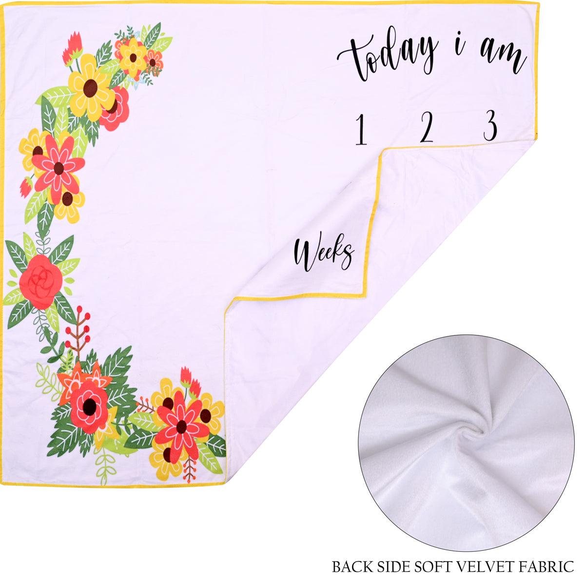 Leafy Floral Baby Milestone Blanket with Ring & Milestone Cards [99 x 120]