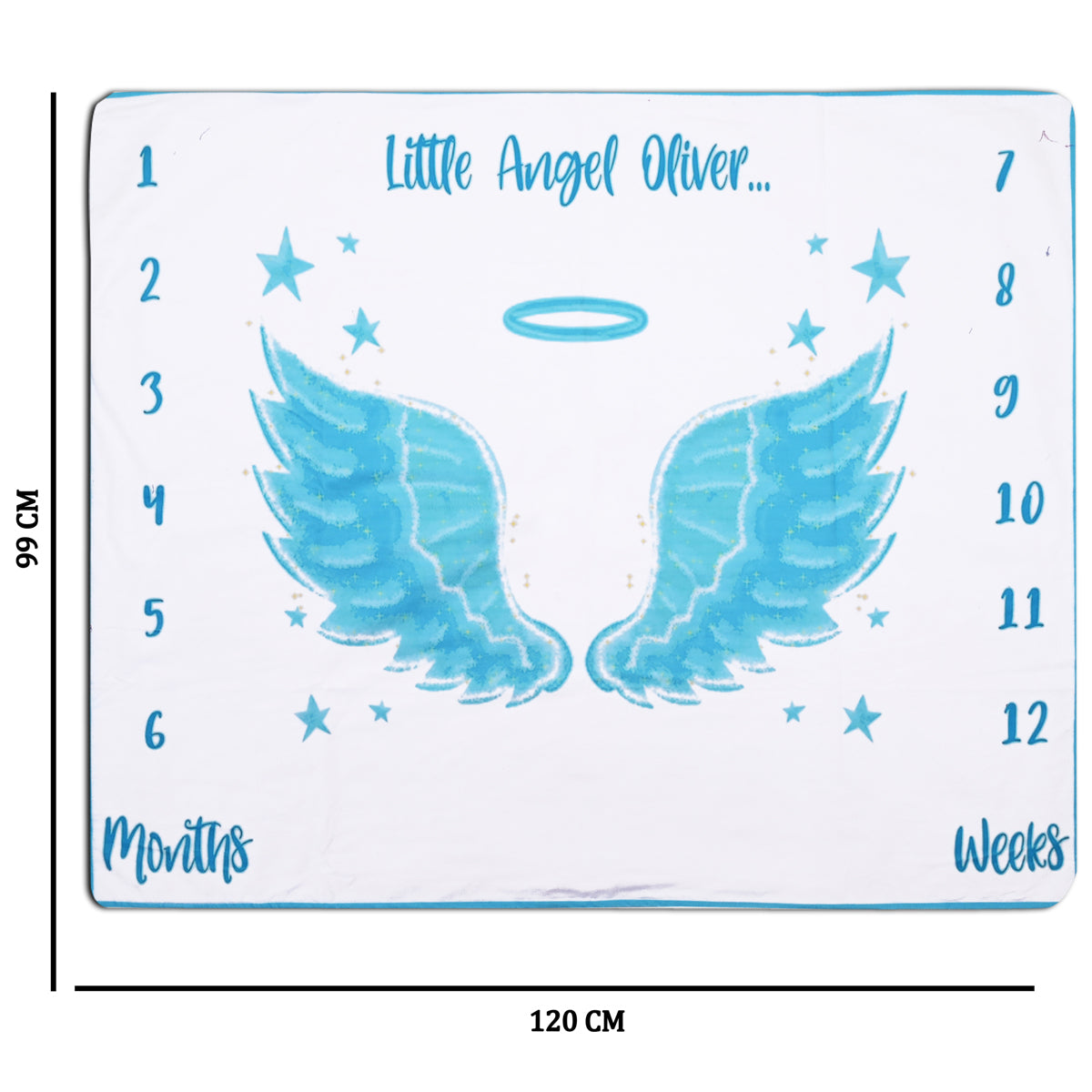 Little Angel Wings Baby Milestone Blanket with Ring & Milestone Cards [99 x 120]