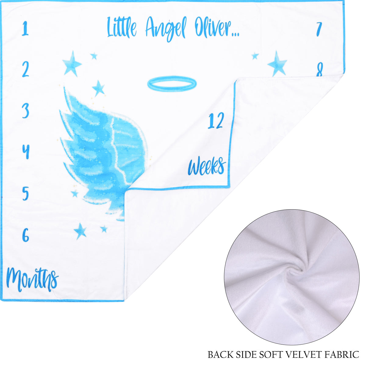 Little Angel Wings Baby Milestone Blanket with Ring & Milestone Cards [99 x 120]