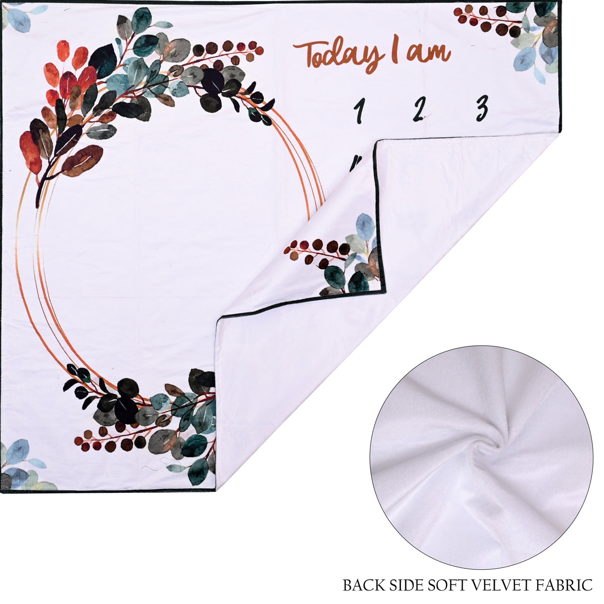 Multicolor Leaves Printed Baby's Milestone Blanket with Ring & Milestone Cards [99 x 120]