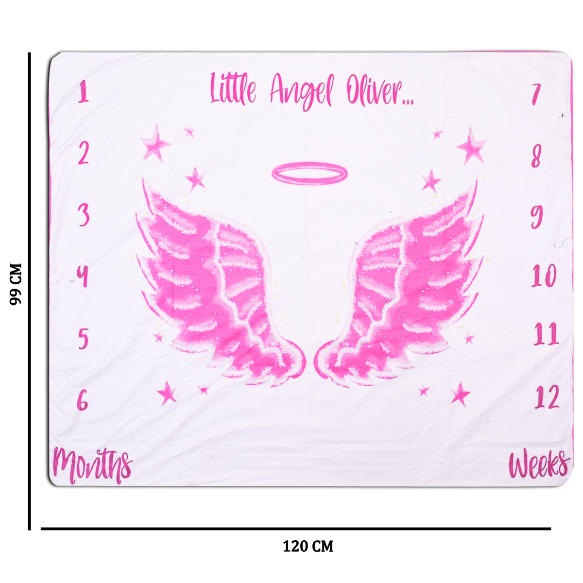 Pink Little Angel Wings Baby Milestone Blanket with Ring & Milestone Cards [99 x 120]