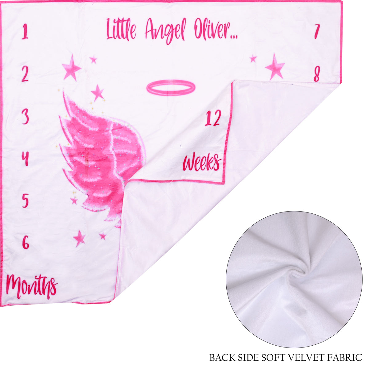 Pink Little Angel Wings Baby Milestone Blanket with Ring & Milestone Cards [99 x 120]