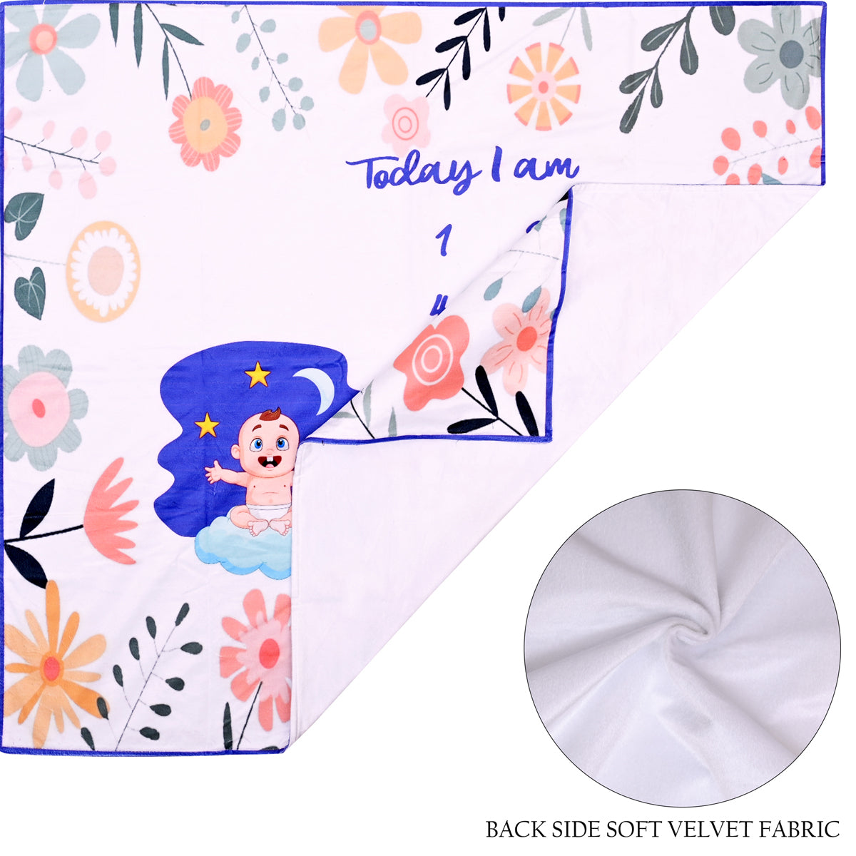 Pretty Flowers Printed Baby Milestone Blanket with Ring & Milestone Cards [99 x 120]