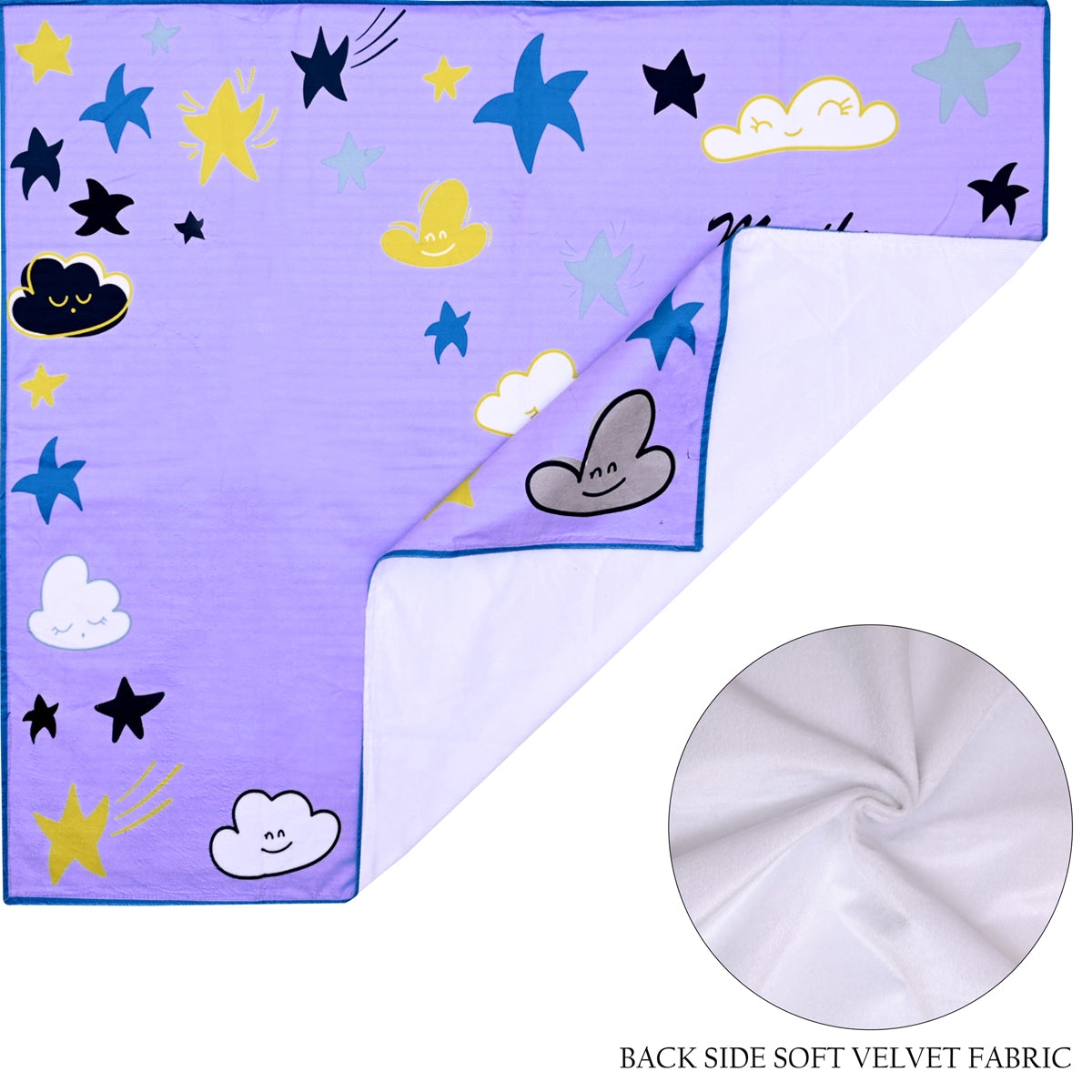 Purple Sparkling Stars & Fluffy Clouds Baby Milestone Blanket with Ring & Milestone Cards [99 x 120]