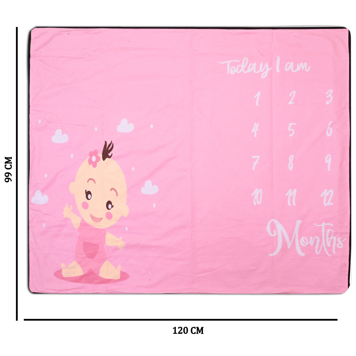 Sweet Baby Printed Light Pink Color Milestone Blanket with Ring & Milestone Cards [99 x 120]