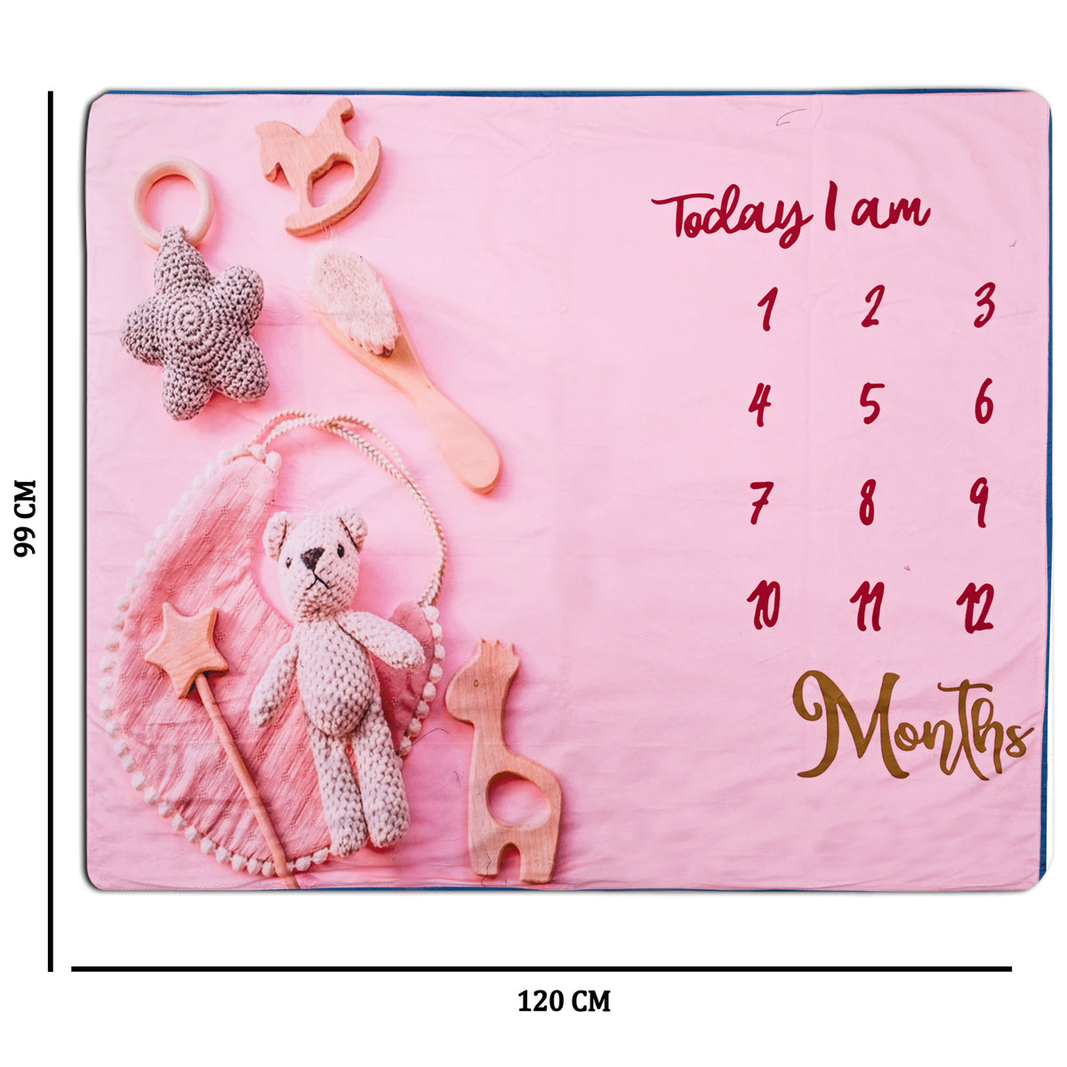 Teddy Bear Baby Milestone Blanket with Ring & Milestone Cards [99 x 120]